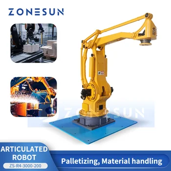 Промышленный шарнирно-сочлененный робот ZONESUN, 4-осевой паллетизатор, манипулятор для обработки материалов, Интегрированная линия автоматизации производства