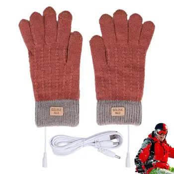 Варежки с сенсорным экраном Теплые перчатки для ноутбука Зимние перчатки с USB-зарядкой и подогревом Зимние теплые варежки для ноутбука с USB-подогревом 5 В Теплые перчатки для ноутбука