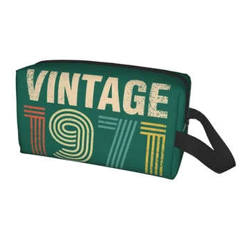 Дорожная Винтажная сумка для туалетных принадлежностей 1971 года, модный подарок на 50-й День Рождения, 50 лет, Косметический органайзер для хранения косметики, чехол для набора Dopp