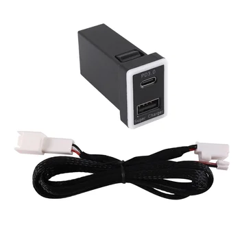 Автомобильное зарядное устройство Type-C с интерфейсом PD + USB QC3.0, двойная розетка для зарядного устройства сотового телефона для