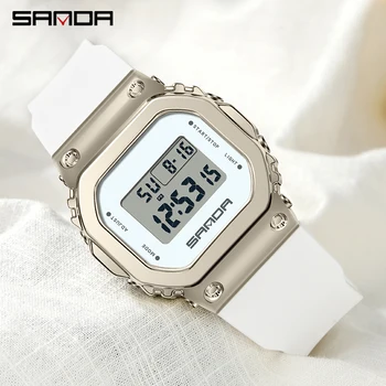 Электронные часы SANDA Для мужчин и женщин 2024 Новые Модные Повседневные часы В спортивном стиле Силиконовые наручные часы Relogio Masculino 9006