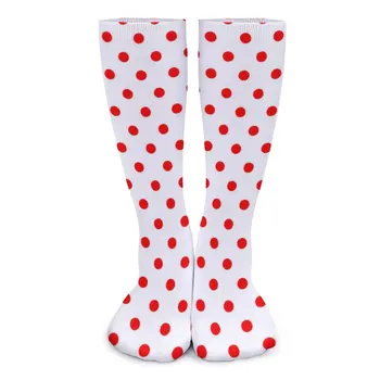 Красные Чулки в горошек с геометрическими точками, Винтажные носки Harajuku с графическим принтом, Зимние Антибактериальные Носки, Спортивные носки на открытом воздухе