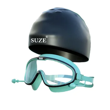 Очки для плавания с защитой от ультрафиолета, удобные для ношения на пляже, HD Водонепроницаемые, для дайвинга с защитой от тумана, Большая оправа с силиконовой крышкой, спорт на открытом воздухе