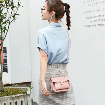 Японская и корейская новая женская сумка, однотонная повседневная маленькая квадратная сумка через плечо, маленькая свежая сумка для мобильного телефона