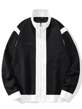 2023 Новая Повседневная Куртка Мужская Дышащая Верхняя Одежда Мужская Цветная Уличная Одежда в стиле Пэчворк Удобная Мужская Одежда Черный Белый Размер 3XL