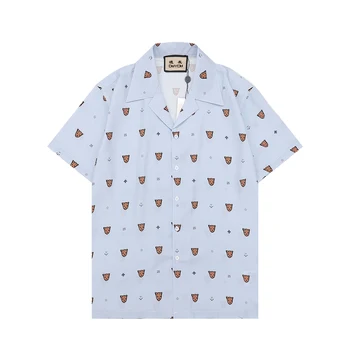 Мужские хлопчатобумажные рубашки с принтом в гавайском стиле с коротким рукавом Camisas Masculina Повседневная приталенная мужская деловая рубашка 10215