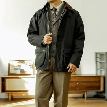 Джинсовая куртка в японском стиле, мужская осенняя свободная охотничья куртка с отложным воротником в стиле ретро высокого класса