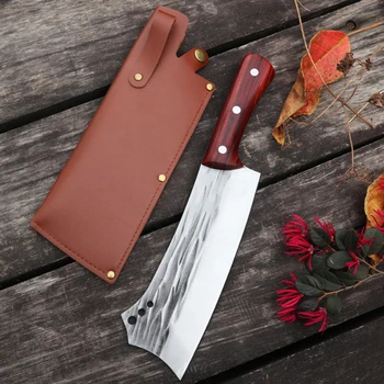 Нож для рубки дров из марганцовистой стали толщиной 5 мм, секач для резки леса, сербский нож шеф-повара, футляр для мясника, инструменты для больших костяных ножей