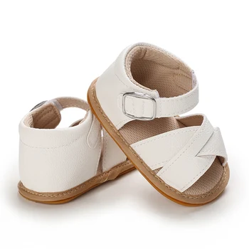 Первый летний стиль ребенка: однотонные сандалии-кроссы унисекс, доступны в 4 цветах на 0-15 месяцев.