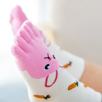 Новогодние детские носки Kawaii Хлопчатобумажные носки с животными для мальчиков и девочек Носки для детей с пятью пальцами 2023 Новинка