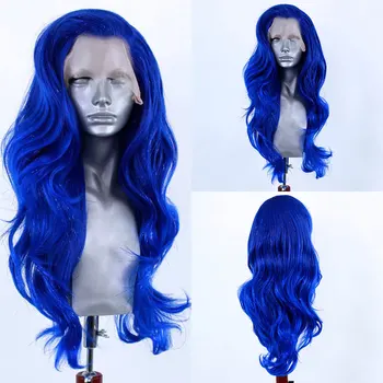 Синтетические парики на кружеве Bombshell Blue Body Wave 13X4 без клея из высококачественного термостойкого волокна, предварительно выщипанные для женщин Парики