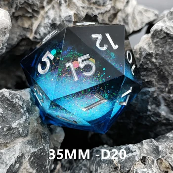 MINI PLAN 35mm D20 Liquid Core Dice Многогранный 20-сторонний Кубик Из Смолы с Блестящей Жидкой Сердцевиной Для Настольной Игры D& D D20 RPG Dice