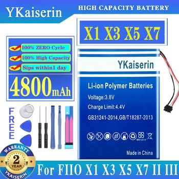 YKaiserin 4800 мАч Батарея для FIIO X1 X3 X5 X7 II III Динамик Музыкальный Плеер Bateria + Трек БЕЗ