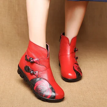 Дизайнерские ботильоны с V-образным вырезом и двойной пряжкой Cheongsam, женские роскошные Стильные ботинки из натуральной кожи, Высокие зимние меховые кроссовки в стиле ретро