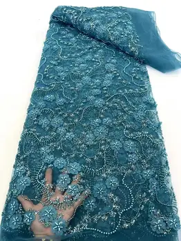 Модная элегантная Французская кружевная ткань с вышивкой бисером, Африканская Нигерийская ткань с блестками для свадебного платья