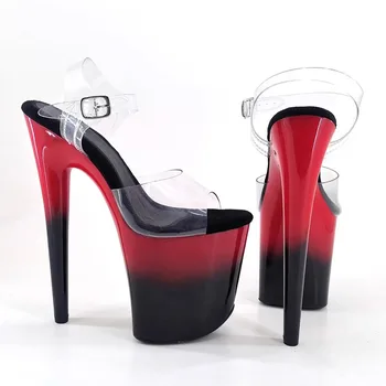 Женские босоножки на высоком каблуке нового цвета с ПВХ верхом 20 см/ 8 дюймов, пикантные модельные туфли для показа и танцев на шесте 104