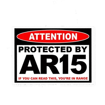 Индивидуальность 3D Автомобильная Наклейка Защищена AR15 AR 15 Предупреждение Винтовка Пистолет Автоаксессуары Окно Автомобиля Водонепроницаемый ПВХ 13см Х 10см