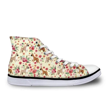 Женская обувь; Зимние вулканизированные туфли с цветочным принтом в виде Бостонского терьера; женская парусиновая обувь на плоской подошве; повседневные кроссовки;