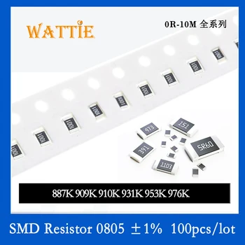 SMD резистор 0805 1% 887 K 909 K 910 K 931 K 953K 976 K 100 шт./лот микросхемные резисторы 1/8 Вт 2.0 мм* 1.2 мм