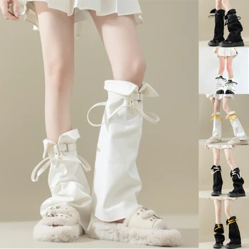 Женские длинные носки Y2K, гетры, носки для ботинок Harajuku, Кожаные носки с пряжкой, 37JB