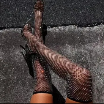 Женские сапоги выше колена с сетчатым носком до бедра, прозрачные сандалии, обувь больших размеров 34-42 Sadalias Femininas