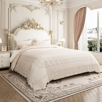 Французская большая кровать из массива дерева 1,5 метра, роскошная кровать принцессы 1,8 метра, двуспальная кровать, большая кровать из массива дерева