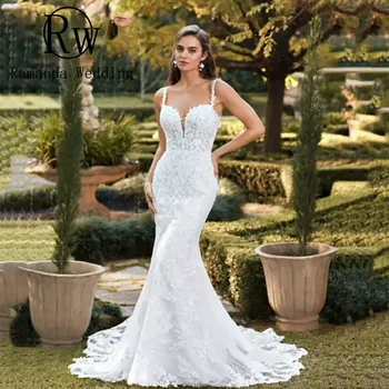 Ramanda 2024 Милое элегантное кружевное свадебное платье-русалка с открытой спиной, свадебное платье со шлейфом Vestidos De Novia