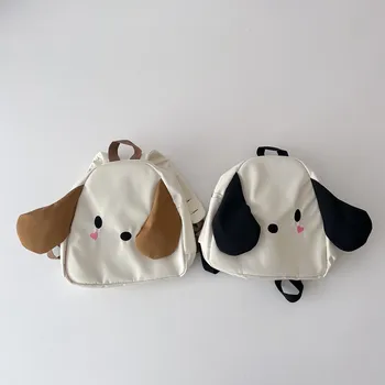 Детская холщовая сумка в стиле милой мультяшной собаки для мальчиков и девочек, модный универсальный рюкзак для малышей, повседневная сумка для младенцев, простой школьный ранец