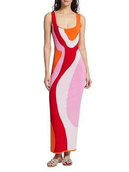 Женское трикотажное платье элегантного контрастного цвета с квадратным вырезом, длинное платье на бретелях, летнее вечернее платье без рукавов с глубоким вырезом
