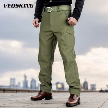 Флисовые водонепроницаемые походные брюки мужские зимние спортивные брюки Softshell для активного отдыха, походная тепловая военная тактическая одежда