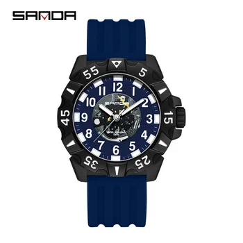 SANDA 3209 Мужские кварцевые часы С Легко читаемой указкой, цифровой дисплей с силиконовым ремешком, Наручные часы для мужчин, подарок diggro