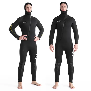 5 мм Мужской цельный гидрокостюм для дайвинга с капюшоном, утолщенный теплый гидрокостюм, зимний костюм для плавания, костюм для серфинга, костюм для подводного плавания