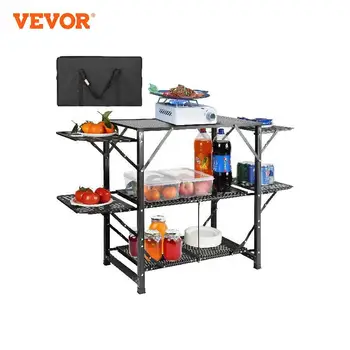 Походный Кухонный стол VEVOR, Цельная Складная Переносная Кухонная станция с Сумкой для переноски, для пикников на открытом воздухе, барбекю, Кемпинга, фургона
