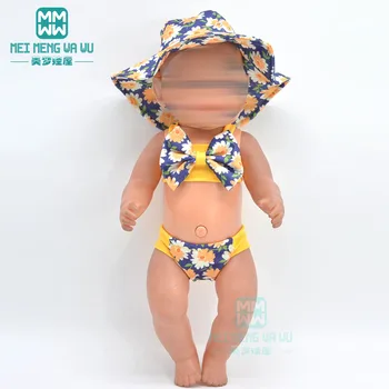 Кукольная одежда для новорожденной куклы 43 см, Купальник с подтяжками, Бикини
