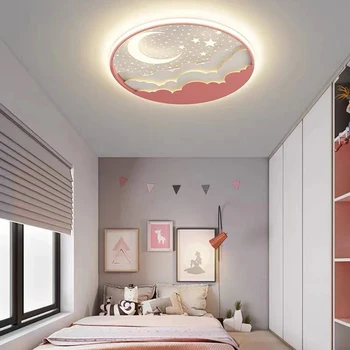 Современный светодиодный потолочный светильник мощностью 42 Вт для детской комнаты, спальни, кабинета, детских сине-розовых мультяшных потолочных светильников, декоративных светильников