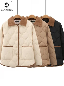 Новая осенняя одежда с хлопковой подкладкой, утепленная женская решетка с лацканами, Лоскутное Свободное Повседневное теплое пальто, зимняя верхняя одежда для поездок на работу C3N931QM