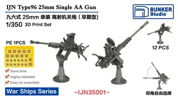 BUNKER IJN35001 1/350 IJN Type96 25-миллиметровый одиночный пистолет AA (ранний выпуск)
