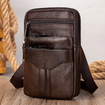 Мужская поясная сумка на плечо из натуральной кожи, высококачественные сумки-мессенджеры, мужская модная деловая поясная сумка, маленький портфель на талии