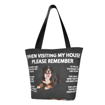 Сумка для покупок Kawaii Bernese Mountain Dog, многоразовая холщовая сумка для покупок через плечо