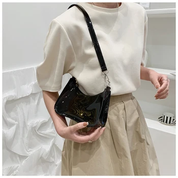Прозрачная сумка из ПВХ через плечо Модная прозрачная сумка для женщин, кошелек для подмышек, подарок на день рождения