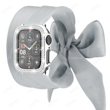 Для Apple watch 7 ремешок 41 мм 45 мм блестящий чехол iwatch se 40 мм 44 мм браслет для apple watch серии 7 6 5 4 ремешок блестящая крышка корпуса