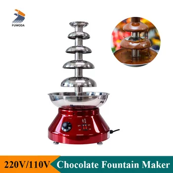 Коммерчески машина фонтана шоколада 110V 220V 5 слоев машины фонтана шоколада 30-110℃ степени топления нержавеющей Стали 3L Шоколадного Фонтана