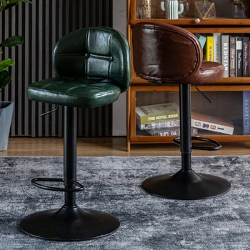 Парикмахерский ретро-барный стул, кожа, Вращающийся маникюр, Высокие обеденные стулья, Роскошная офисная мебель для бара Taburete Alto Cadeira YX50BY