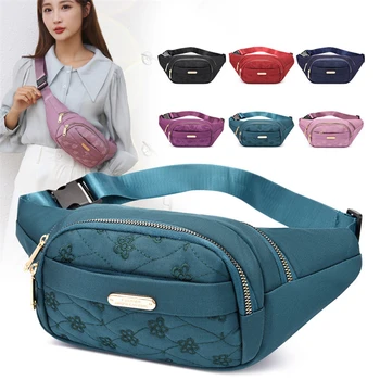 Поясные сумки для женщин, нагрудная сумка на молнии, цепочка с вышивкой, сумки через плечо, сумка для мобильного телефона