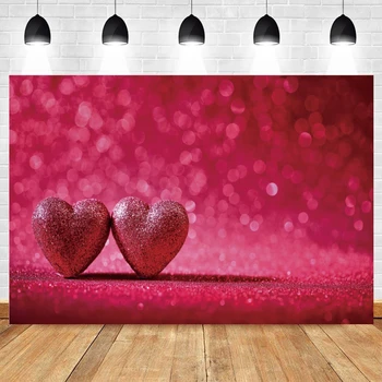 Фон на День Святого Валентина Свадебная фотосессия Красное Сердце Любви Световое Боке Фон для фотосъемки на День рождения Виниловый Фотофон на заказ