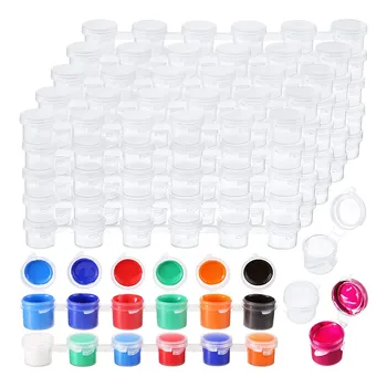 100 полосок 600 Баночек Пустые полоски для краски Стаканчик для краски Прозрачные пластиковые контейнеры для хранения принадлежностей для рисования (3 Мл / 0,1 унции)
