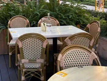 Уличные столики и стулья кафе, Французский ресторан, Коммерческий Магазин чая с молоком, стулья для отдыха, Уличные стулья из виноградной лозы во дворе