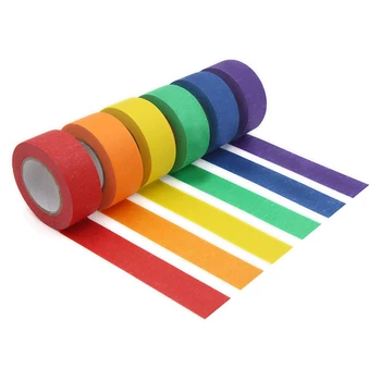 6X Цветная малярная лента, Цветная Малярная лента Для Декоративно-прикладного искусства, нанесения этикеток или кодирования - Малярная лента (2,4 см X 12 м)