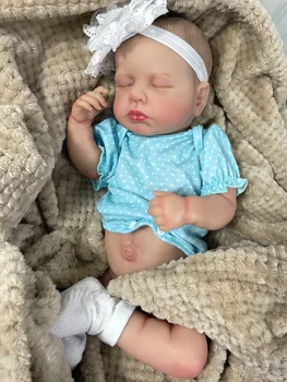 20-дюймовая силиконовая виниловая кукла LouLou для всего тела, моющаяся, Новорожденная, Спящая, Возрожденная, Гибкий 3D-тон кожи с видимыми венами, кукла