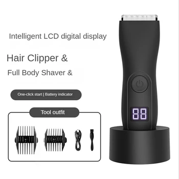 Электрическая машинка для стрижки волос и бритва для мужчин, уход за телом, триммер для стрижки волос в паху и на лобке, сменное керамическое лезвие